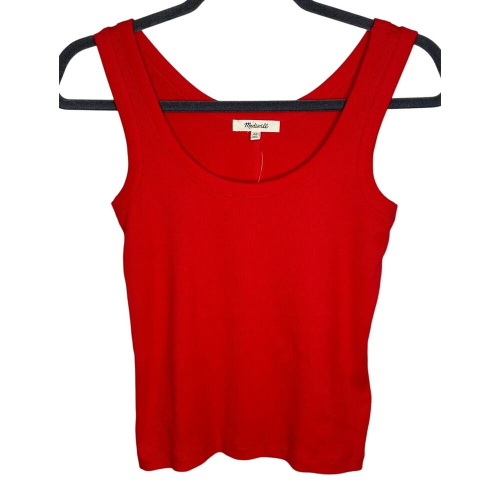 Madewell NWT Regenerative Cotton Ribbed Scoopneck Tank Womens XS Red Top NW197